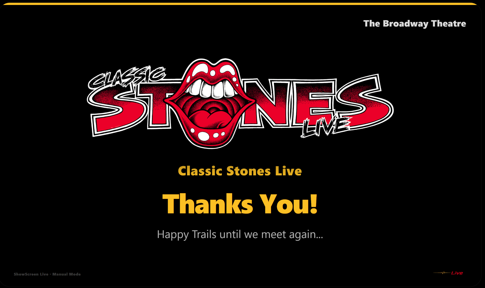 Thank-you screen shown after the encore