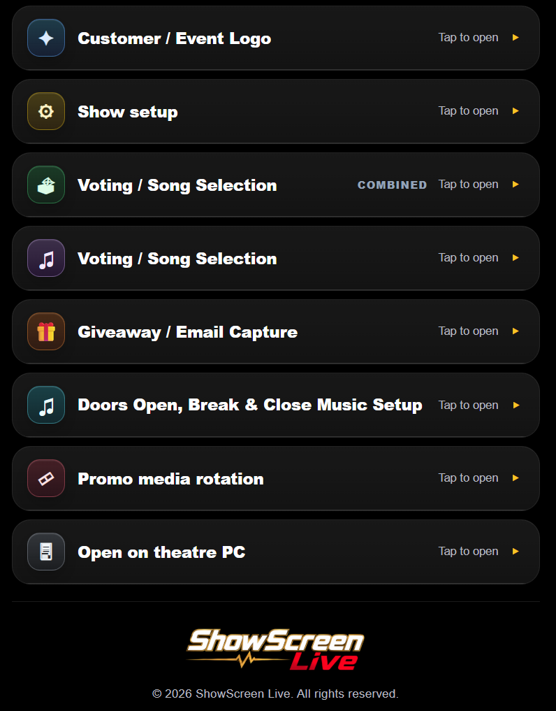 Easy-to-manage show function categories