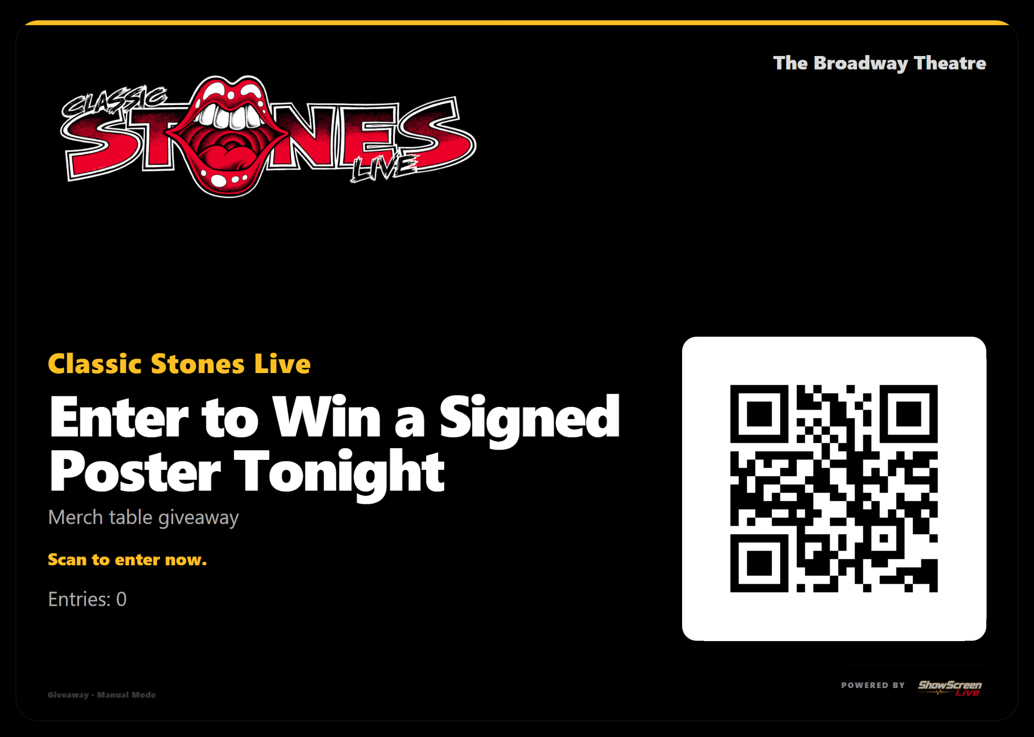 Merch giveaway QR screen